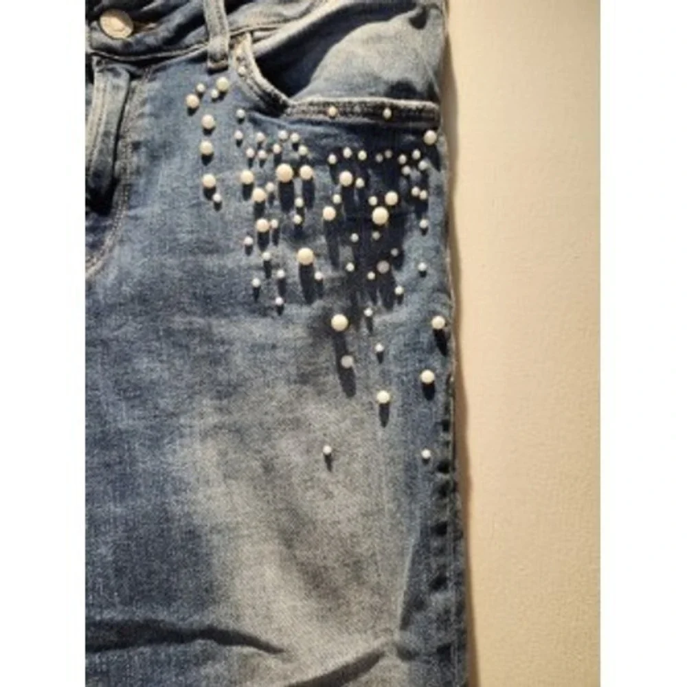 Mavi Jeans Co. Embellished Denim Jeans Distressed Hem Beaded Design (29/27) - Picture 2 of 4